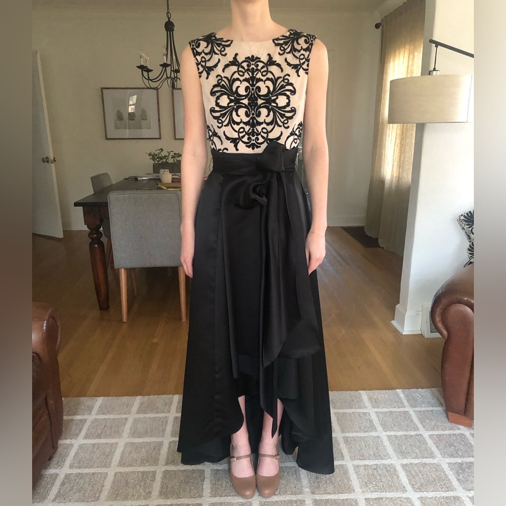 Betsy & Adam Lace & Satin High-Low Dress